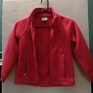 pink girl's fleece columbia jacket